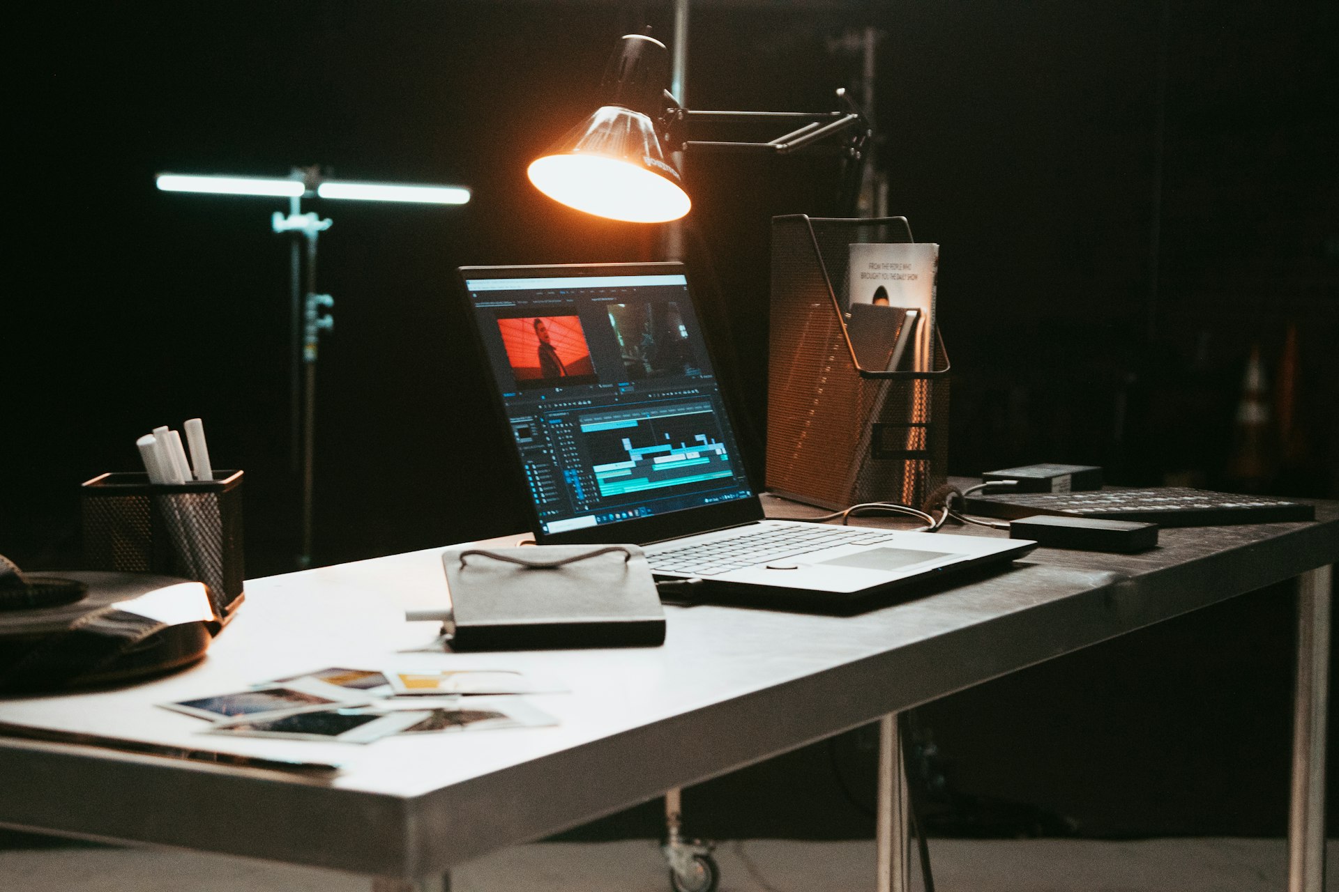 a laptop computer sitting on top of a desk